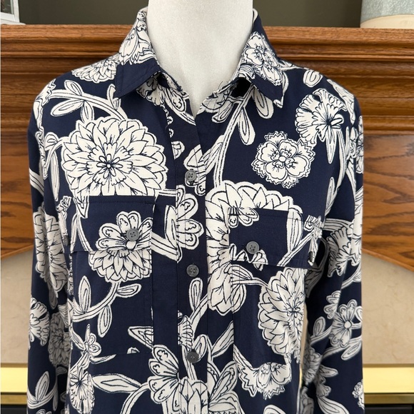LOFT Floral Midi Pocket Shirtdress with Pockets Size XSmall NWOT - Picture 6 of 16